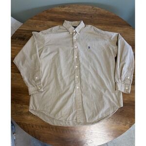 Ralph Lauren Blake Mens XL Yellow Navy Gingham Check Cotton Button Down Shirt
